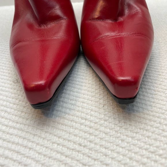 ❤️ Sunning Stuart Weitzman Red Leather Pointy Toe Boots - Picture 6 of 8